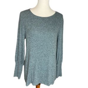 VKY & CO BLUE/GRAY LONG SLEEVE FLOWY TUNIC SWEATER